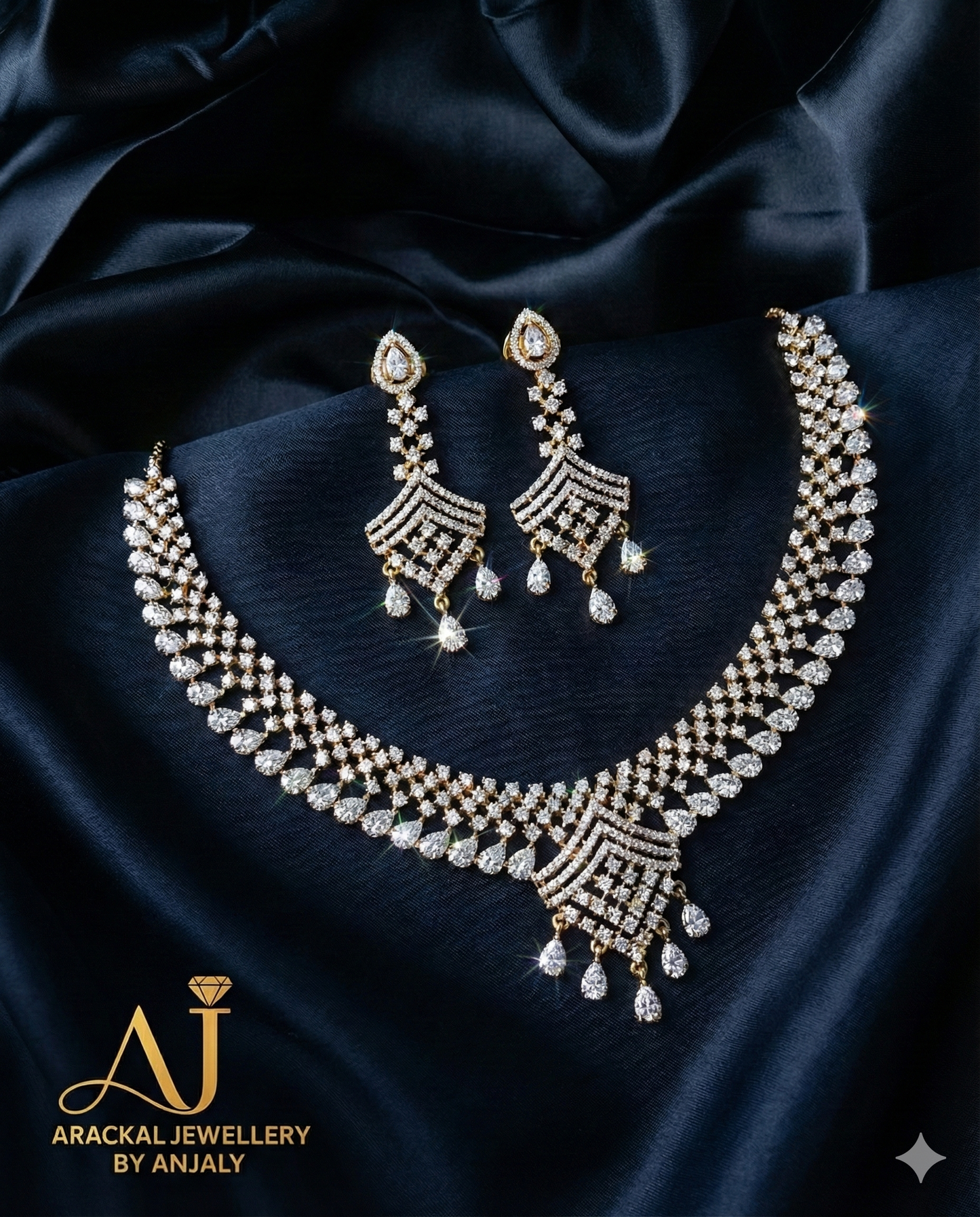 Premium diamond finish bridal necklace product code D30