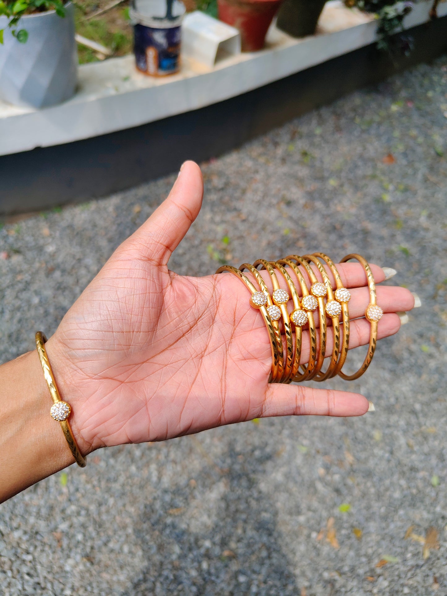 Premium gold plated ad designer bangle product code B127
