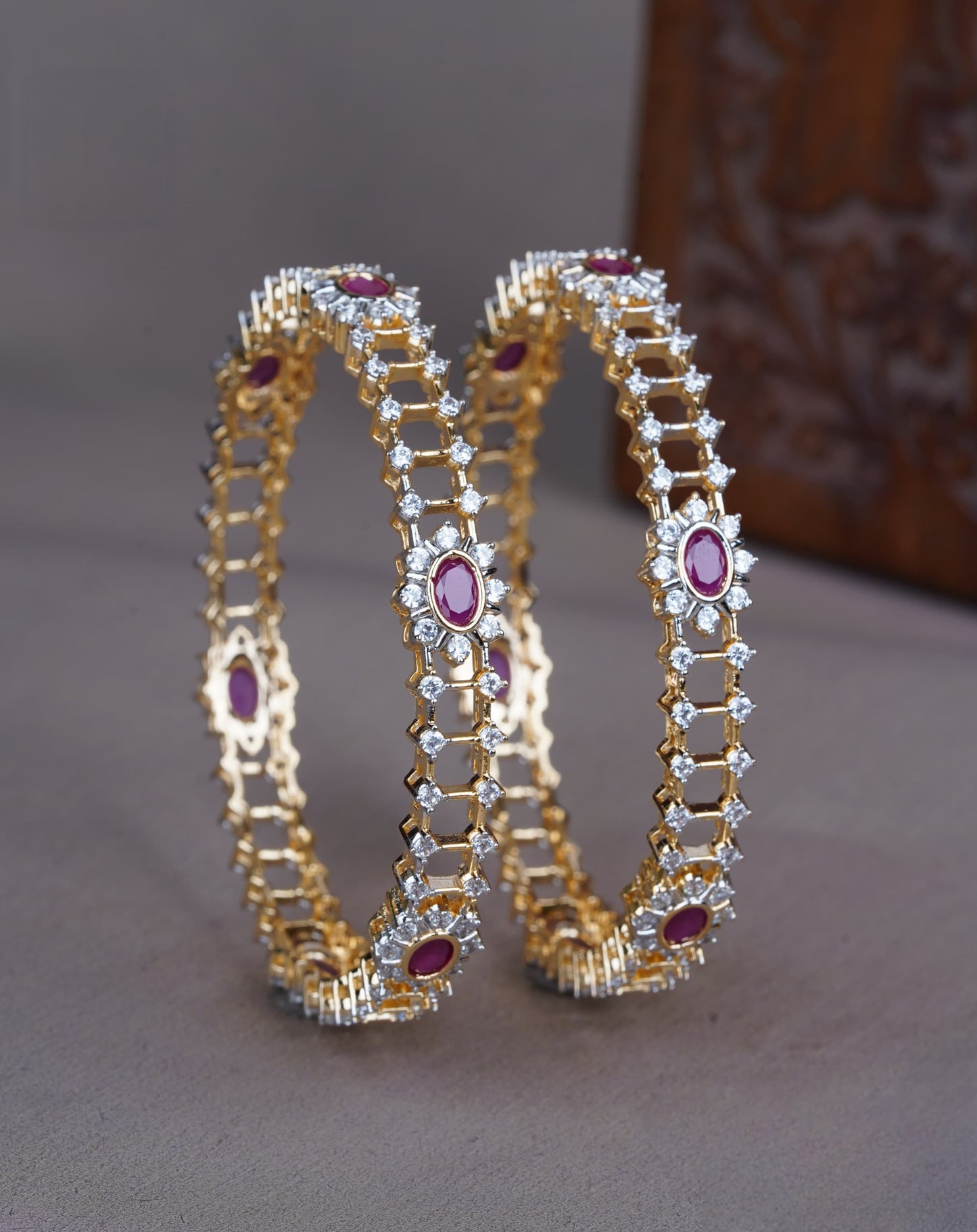Premium diamond finish bridal bangles pair product code B193