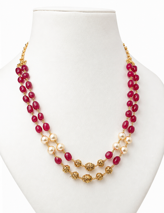 Premium high quality 2layer  pearls and beads necklace product code P118
