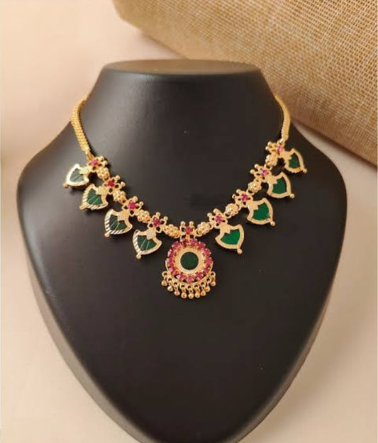 Premium one gram gold plated palakka mala product code N41