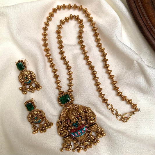 Premium divine Lakhmi temple pendant short haram  set product code T46
