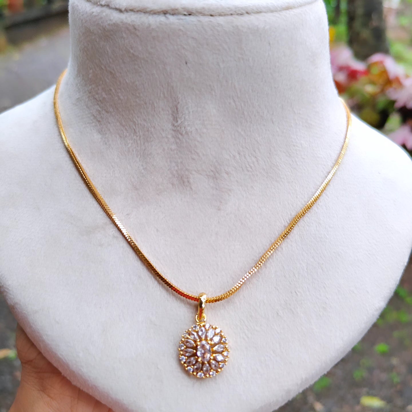 Premium gold plated daily wear chain  with removable stone  pendant product code N50