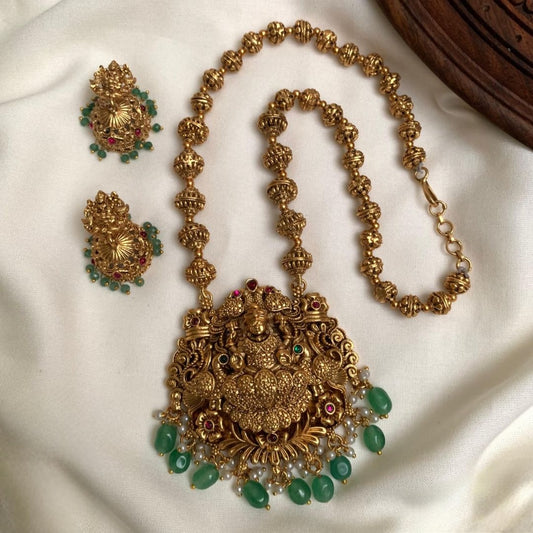 Premium quality antique gold lakshmi devi short haram set product code T86