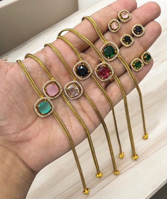 Premium simple ad square pendant choker set product code N147