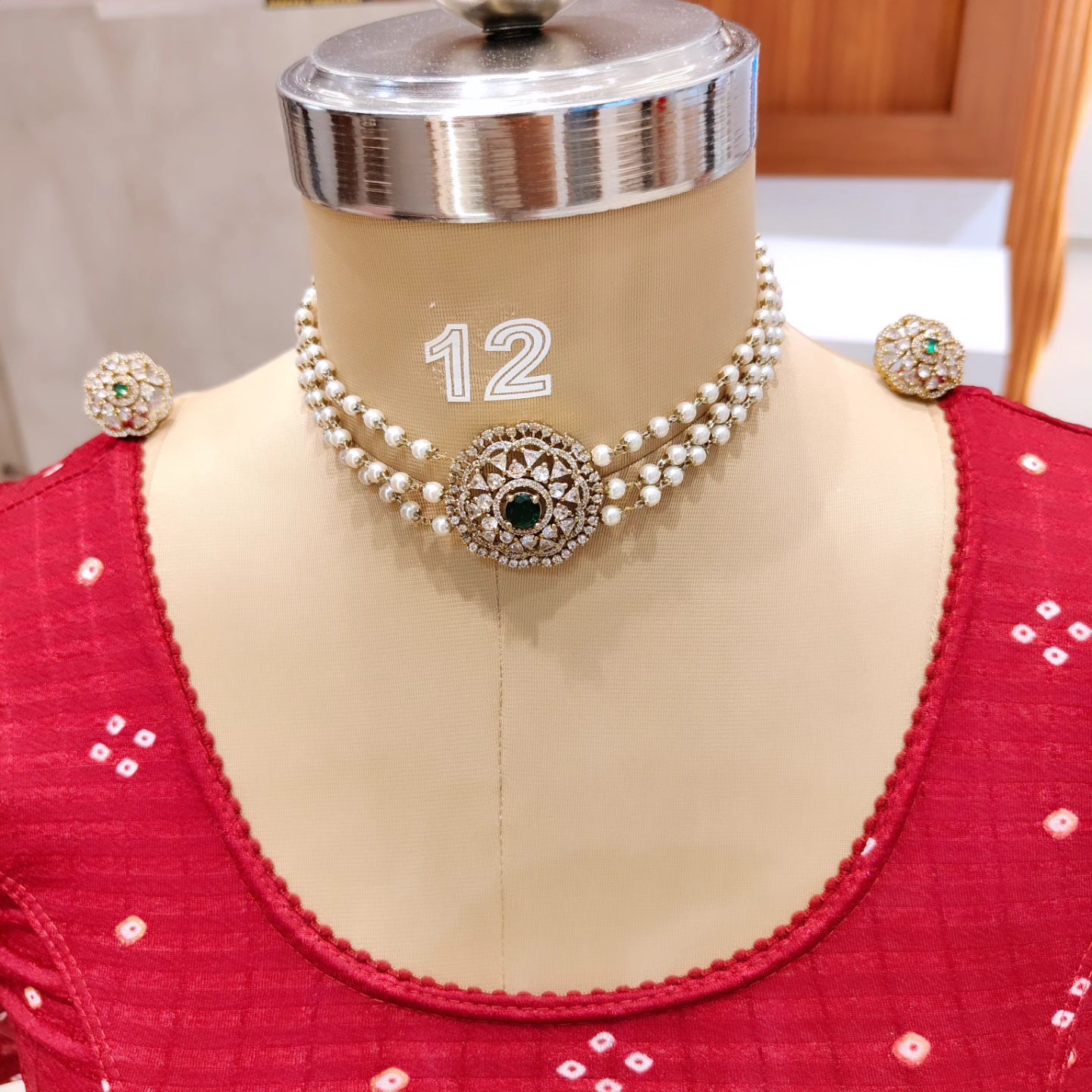Premium Victorian 3layer pearl choker product code N215