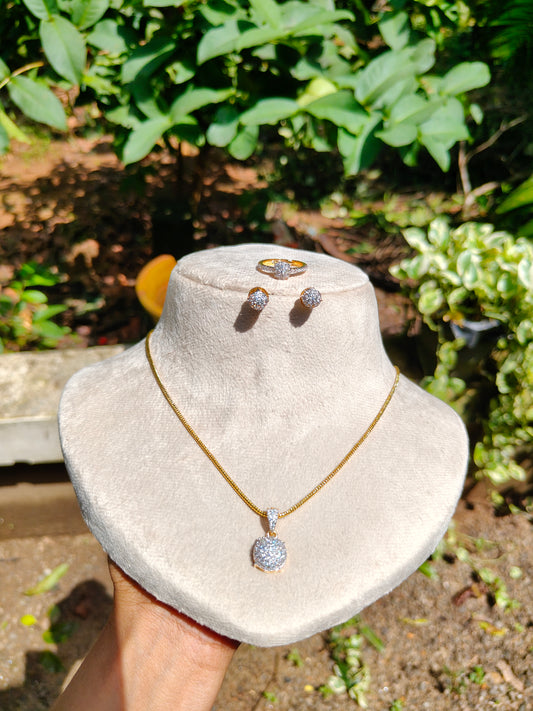 Premium daimond finish pendant set (without chain)with ring product code 007