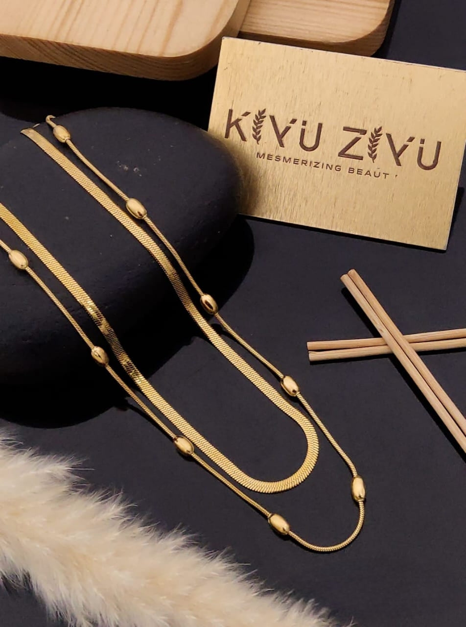 Premium stainless steel anti tarnish daily wear snake chain 2layer chain product code N403