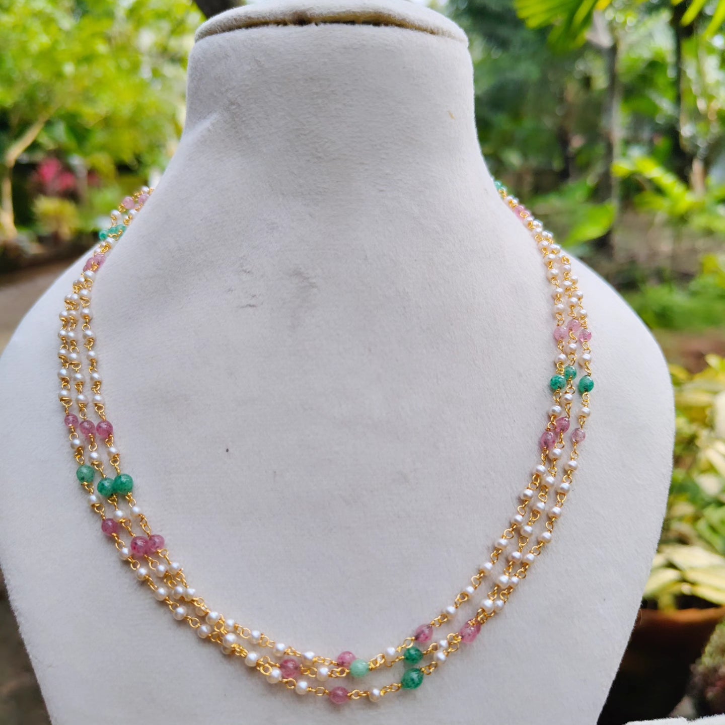 Trending 3layer multi color pearl necklace product code N73
