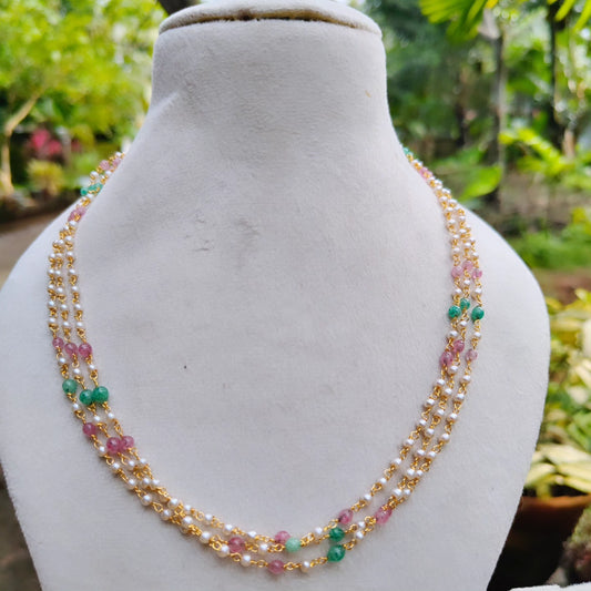 Trending 3layer multi color pearl necklace product code N73