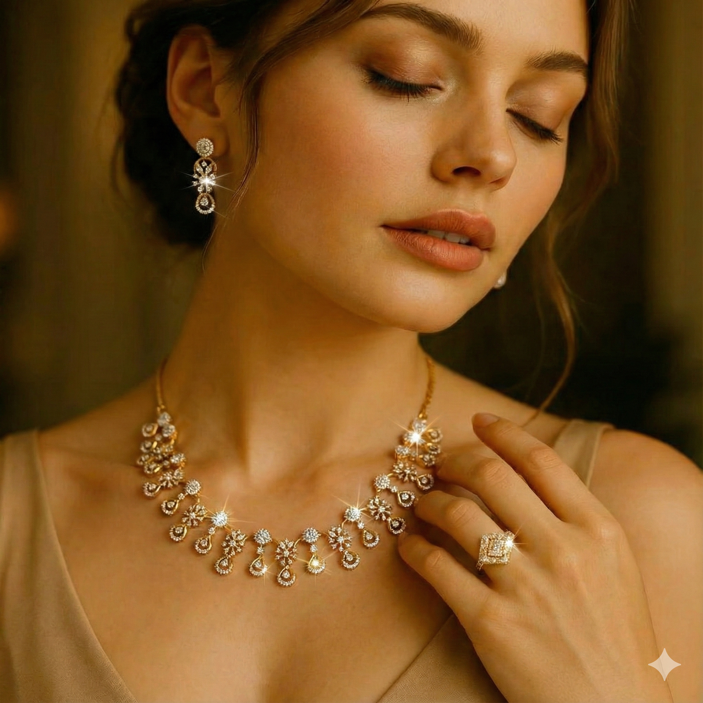 Premium diamond finish zircon stone signature necklace product code 75