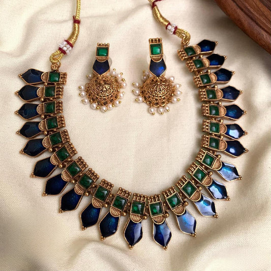 Premium budget friendly palakka nagapadam necklace with jhumka product code T96