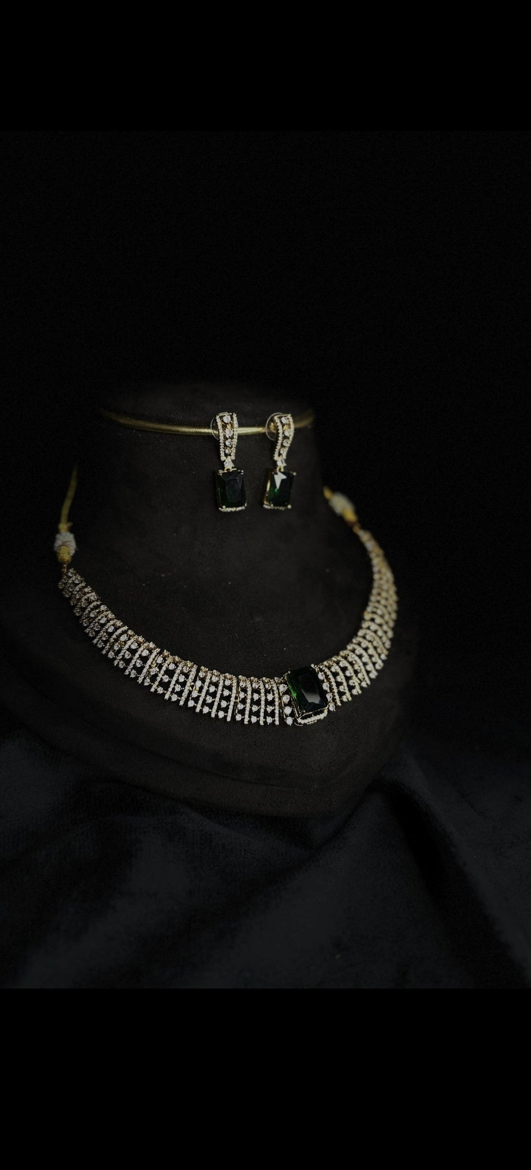 Premium actresses trisha inspired diamond finish bridal necklace set product code D378