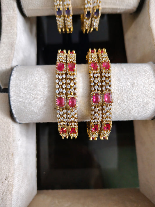 Premium american daimond antique gold polish bangles( set of 2) product code 977