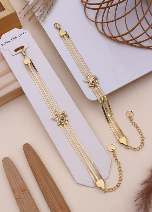 Premium 3layer imported snakechain starfish bracelet