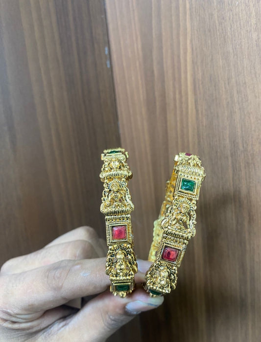 Premium ruby green lakshmi devi set of 2 bangles