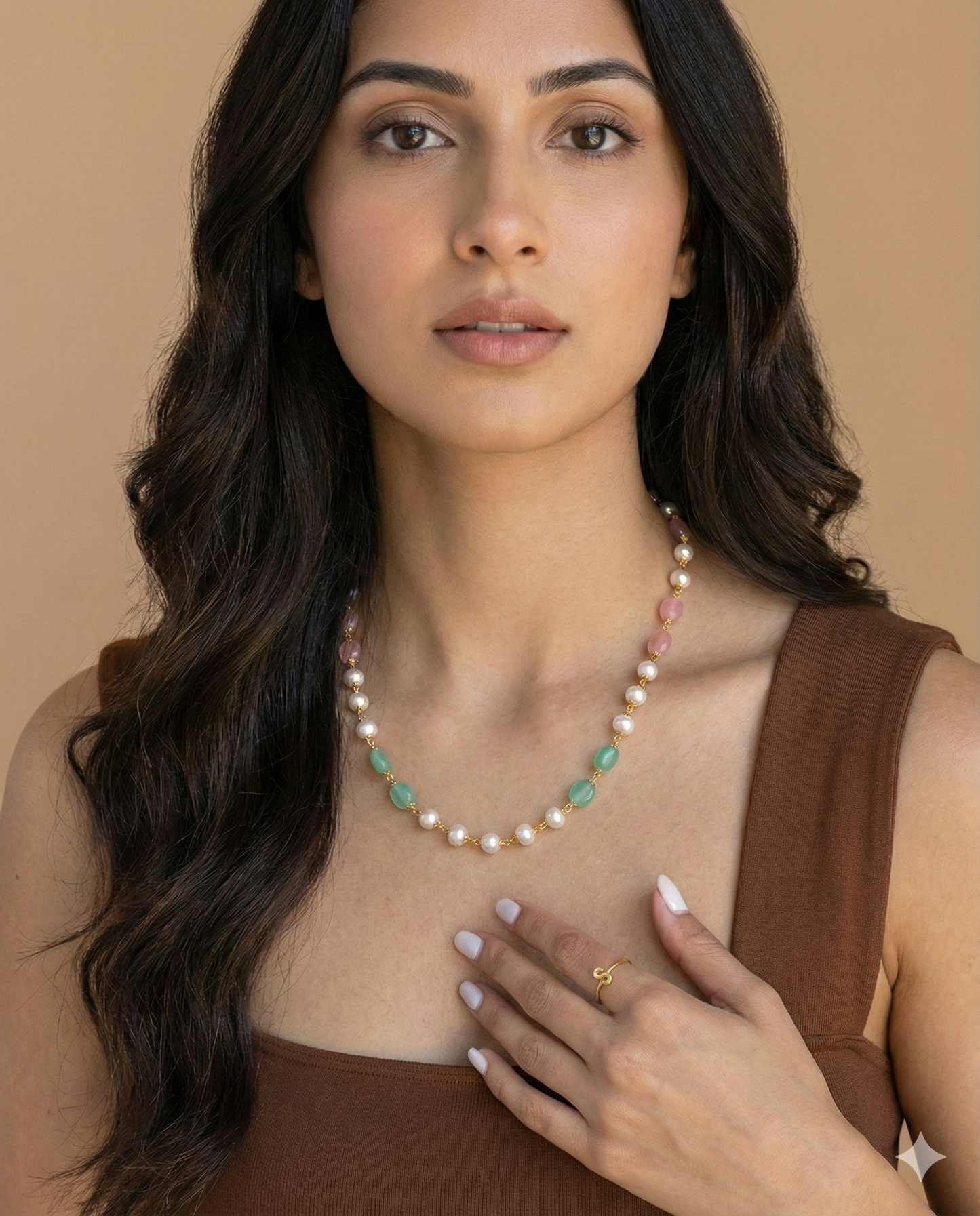 Premium single layer pearl and beads necklace product code P22