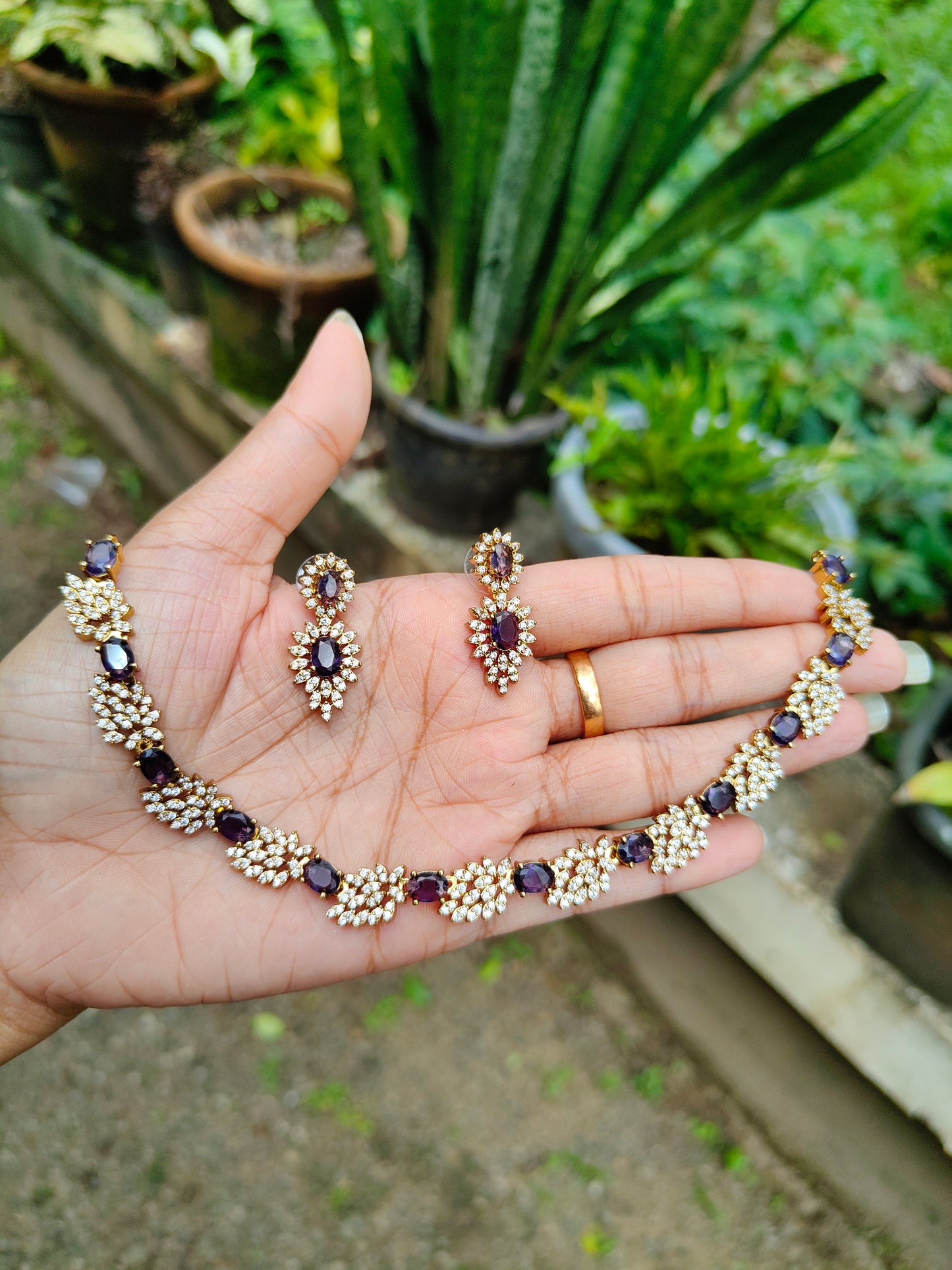 Premium beautiful antique gold polish ad necklace product code N127