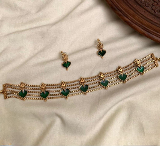 Premium budget friendly 5layer palakka choker set product code T60