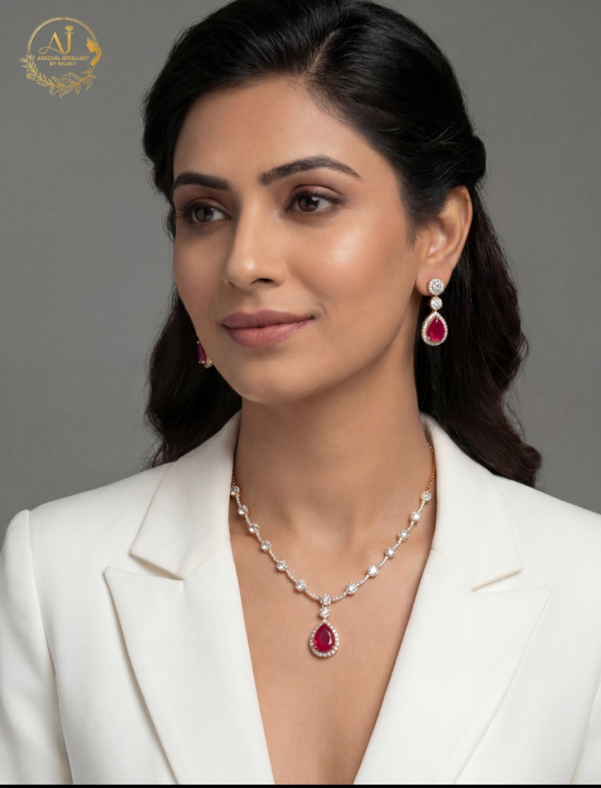 Premium diamond finish bridal necklace product code D46