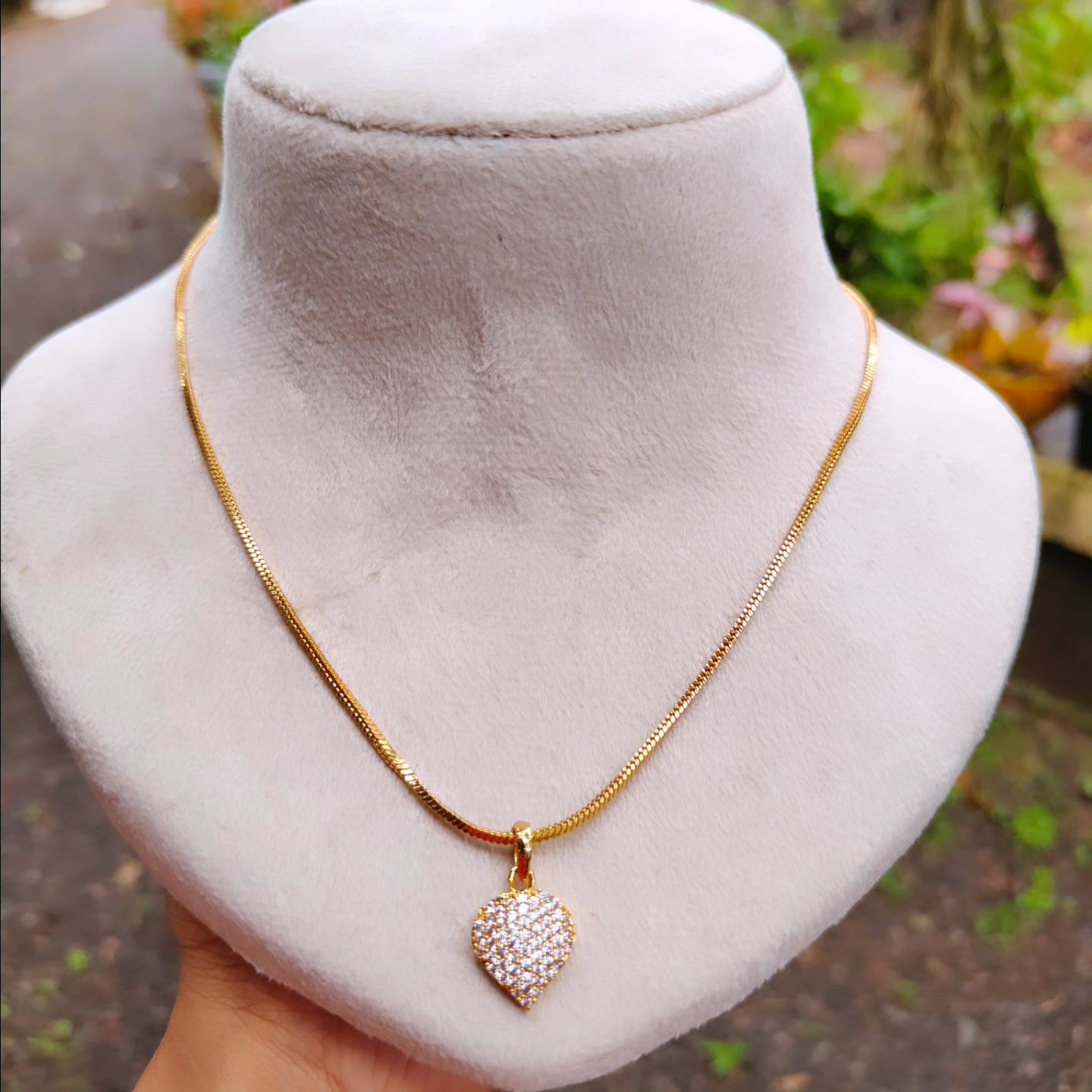 Premium gold plated daily wear chain  with removable stone  pendant product code N50