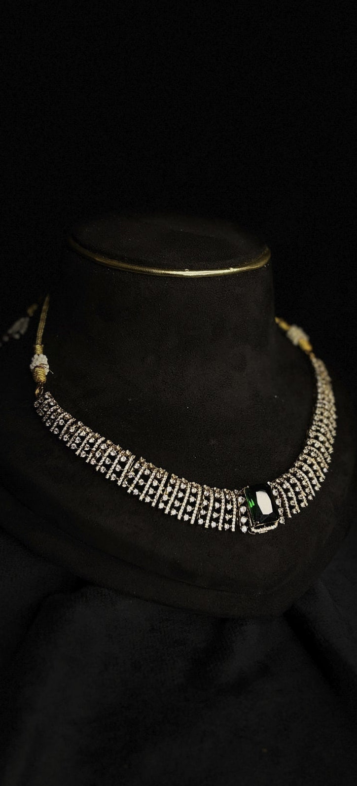 Premium actresses trisha inspired diamond finish bridal necklace set product code D378