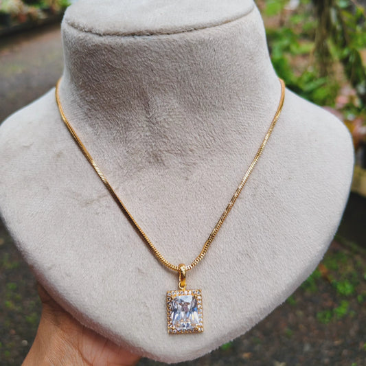 Premium gold plated daily wear chain  with removable stone  pendant product code N50