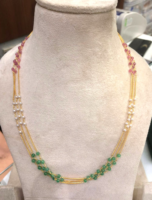 3 layer multi color pearl chain product code product code P07