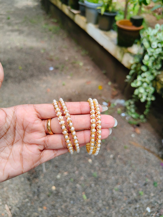 Premium gold plated pearl bangles pair product code B14