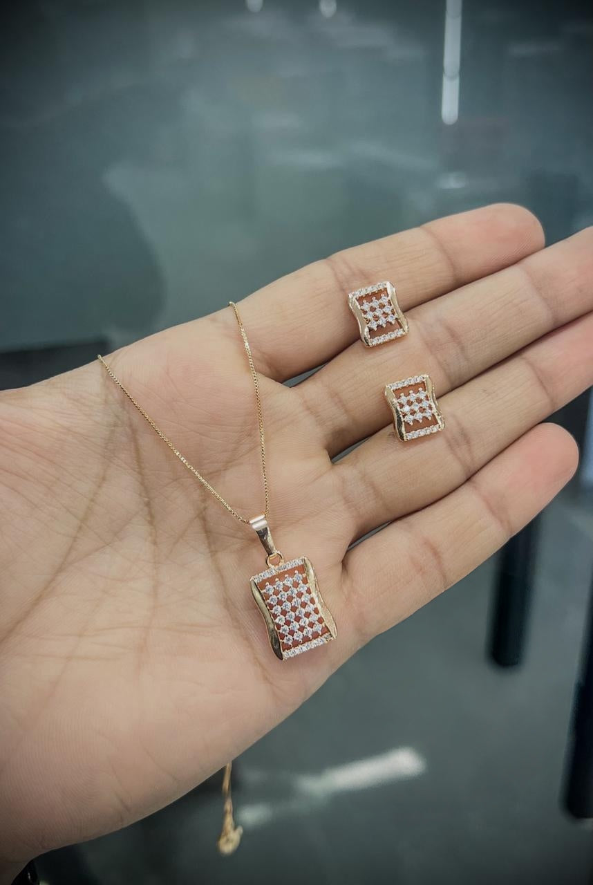 Premium budget friendly rosegold pendant set with chain product code T80