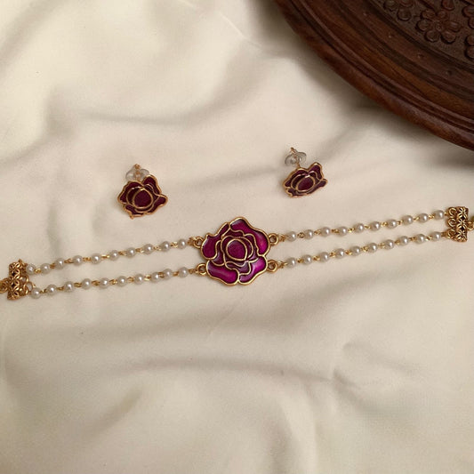 Trending 2layer floral pendant choker set product code 412