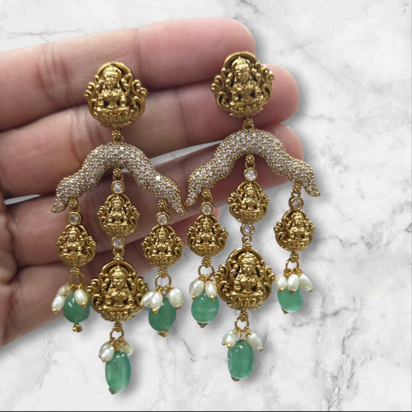 Premium ad designer Lakhmi beads hanging earings product code b73
