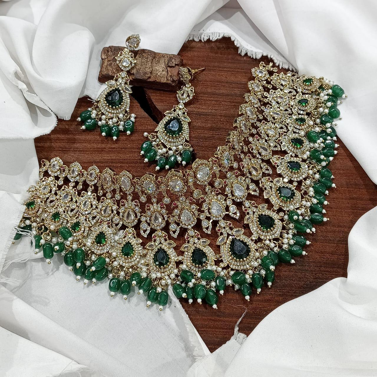 Premium jadau kundan bridal choker set product code N63