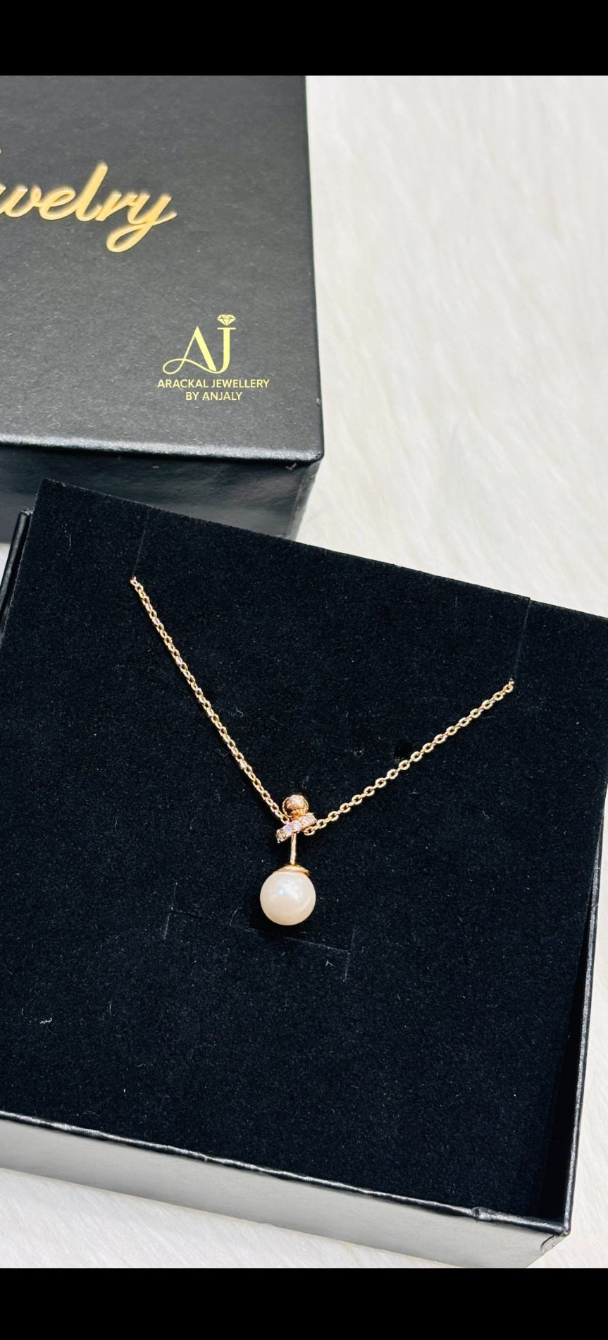 Premium rosegold plated ad pearl stud stud pendant chain