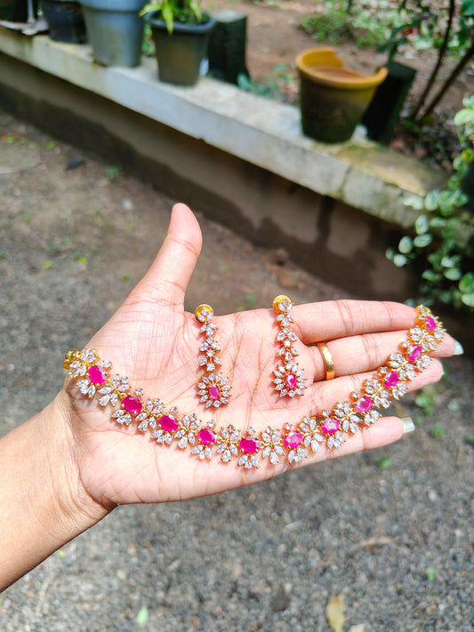 Premium quality ad floral pattern necklace set product code 008