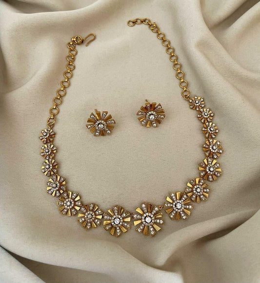 Premium ad flower pattern designer necklace with back chain product code 36