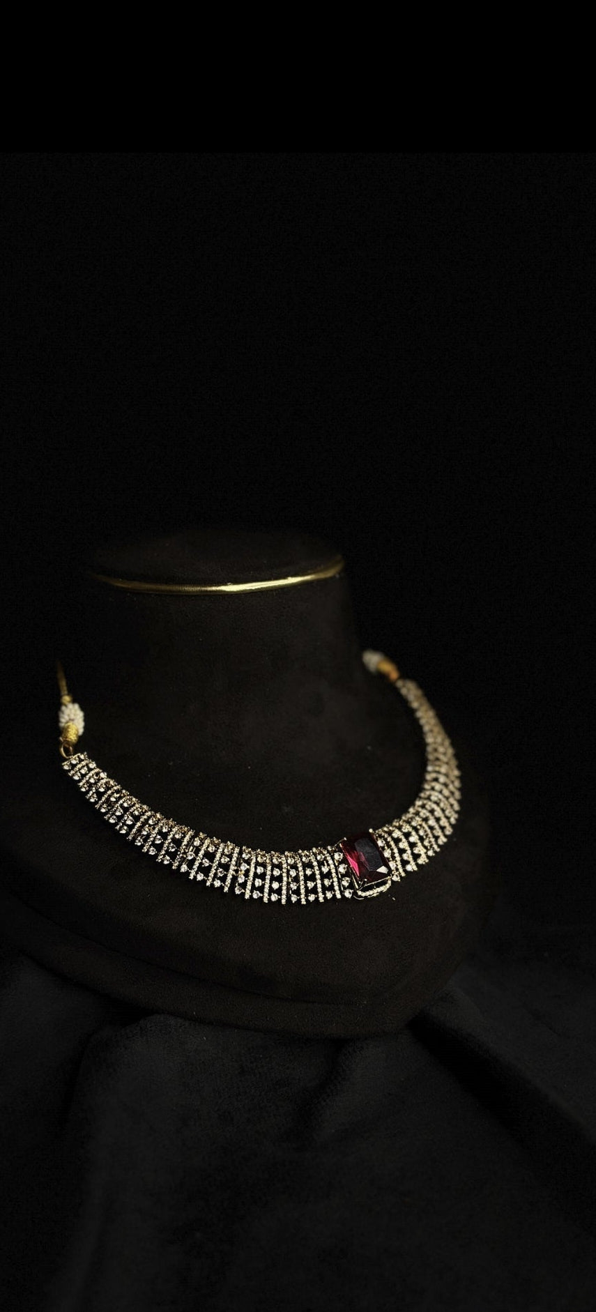 Premium actresses trisha inspired diamond finish bridal necklace set product code D378
