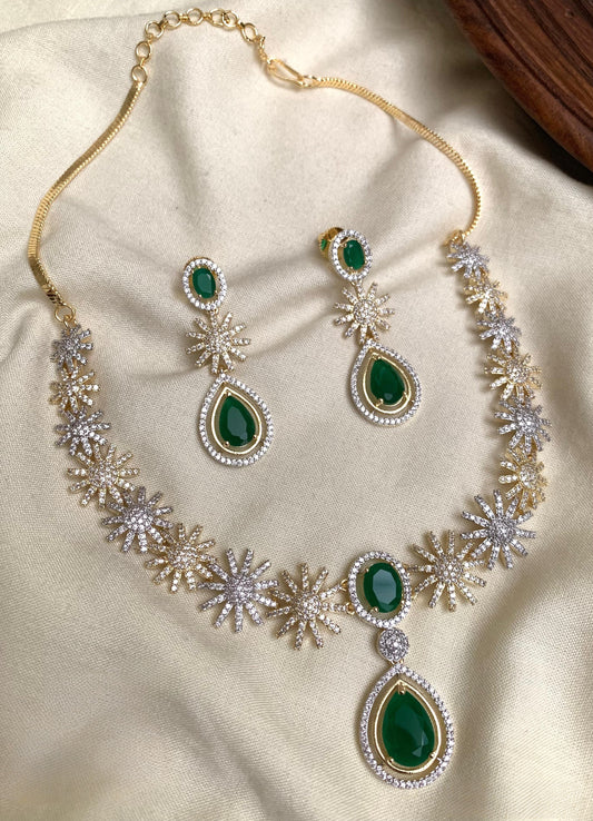 Premium diamond finish 2tone bridal necklace product code N151